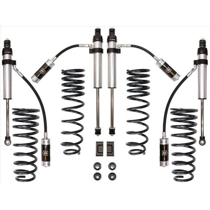 Complete Stage 2 suspension kit with coil springs, remote reservoir shocks, and mounting hardware for 1991-1997 Toyota Land Cruiser 80 Series.