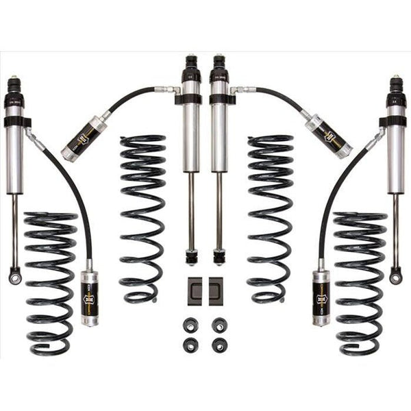 Complete Stage 2 suspension kit with coil springs, remote reservoir shocks, and mounting hardware for 1991-1997 Toyota Land Cruiser 80 Series.