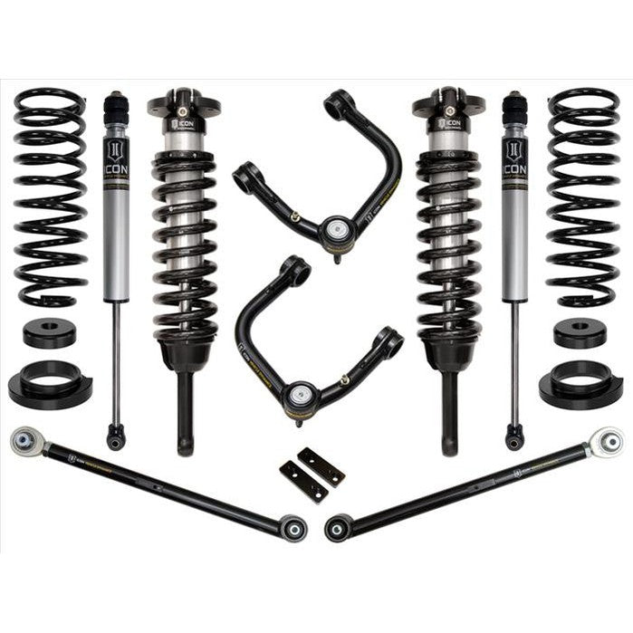 Complete Stage 3 tubular suspension system with shocks, coil springs, control arms, and hardware for 2003-2009 Lexus GX470.