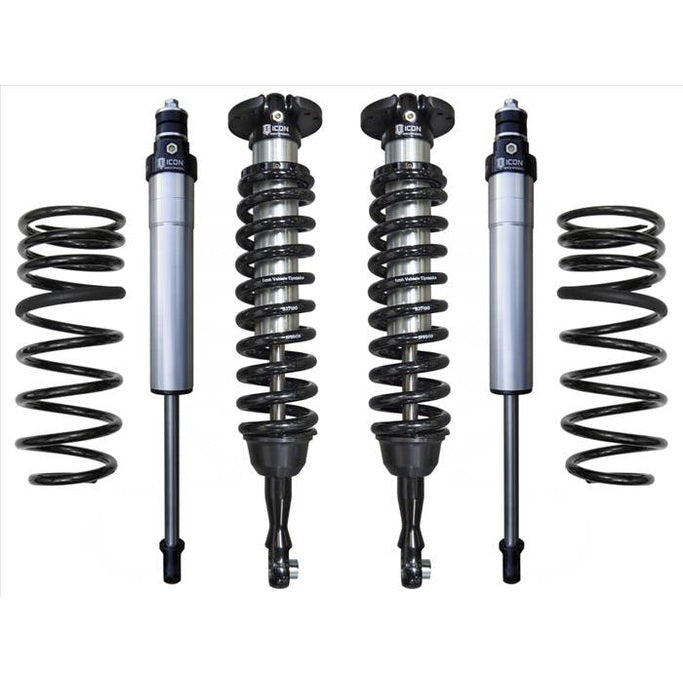 Set of four silver and black coilover shocks and springs for 2008+ Toyota Land Cruiser 200 Series suspension upgrade.