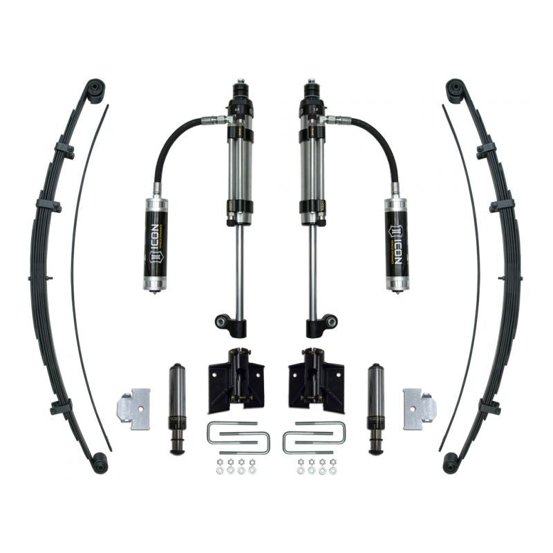 Complete Icon Stage 3 rear suspension system for 2005+ Toyota Tacoma, including shocks, leaf springs, and mounting hardware.