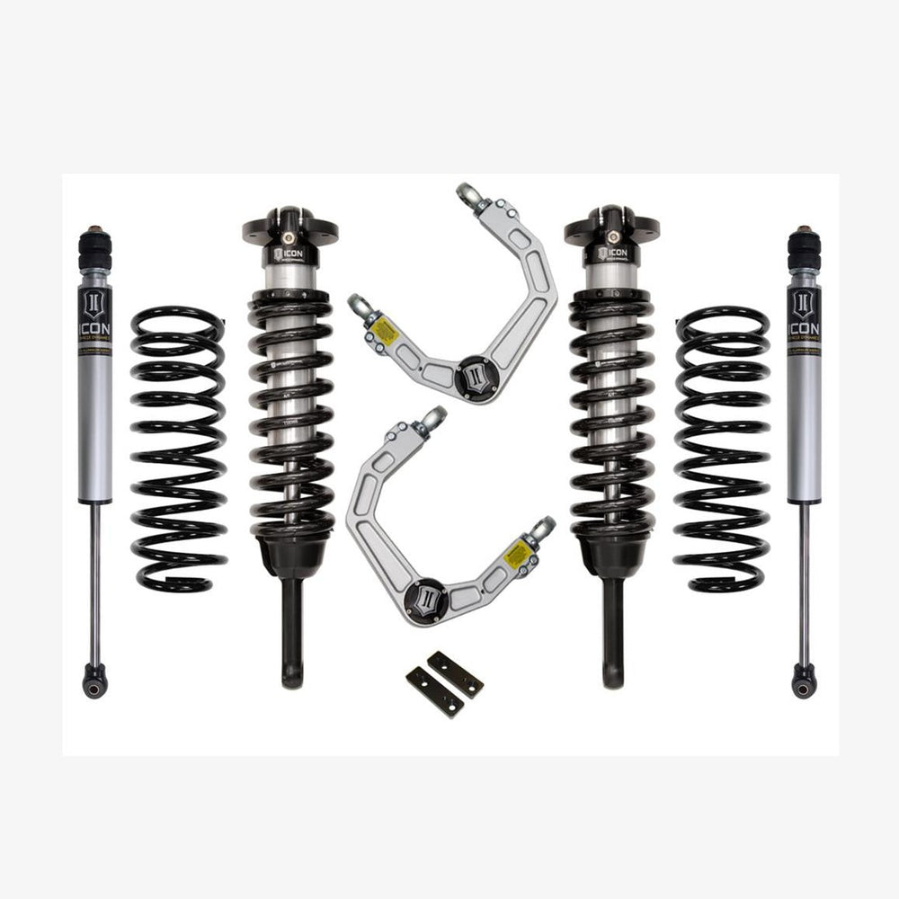 Complete Icon Stage 2 suspension system for 2010+ Toyota 4Runner with coilovers, shocks, springs, and billet upper control arms.