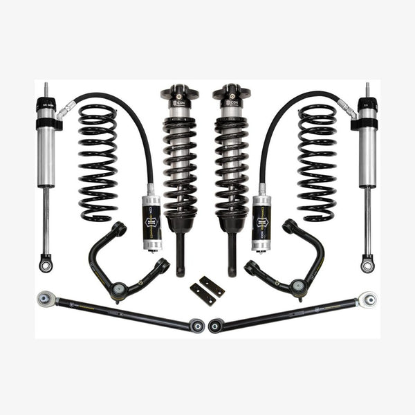Complete Stage 4 tubular upper control arm suspension system with shocks and coil springs for 2010+ Toyota 4Runner.
