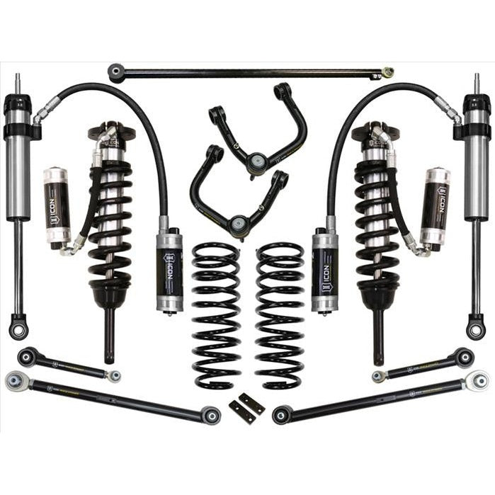 Complete Icon Stage 6 tubular suspension system with shocks, springs, and control arms for 2007-2009 Toyota FJ Cruiser.