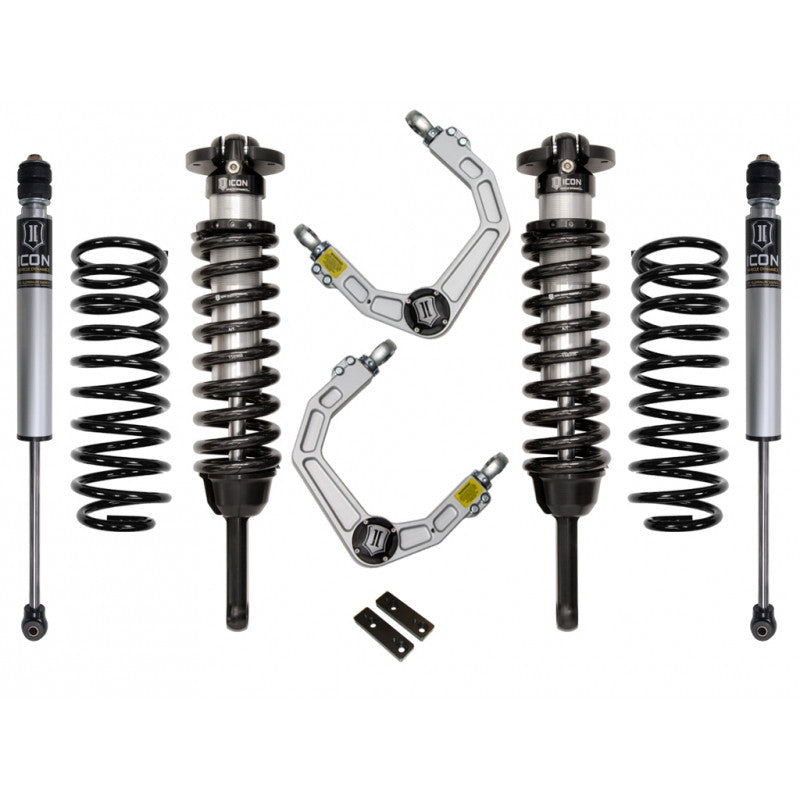 Complete Stage 2 suspension system for 2007-2009 Toyota FJ Cruiser, including shocks, coil springs, and control arms.