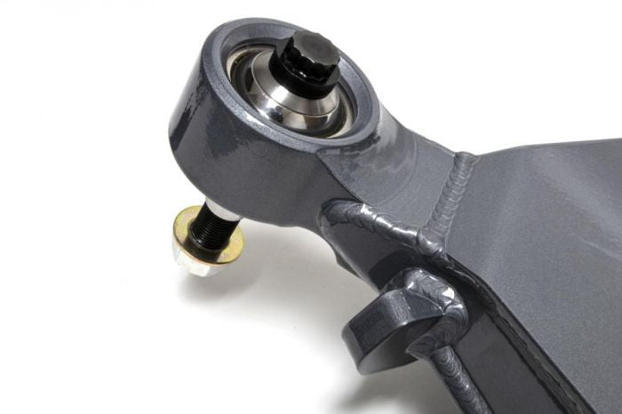 Pair of gray Total Chaos 4130 steel lower control arms with red bushings and hardware for 10-4Runner GX460 with KDSS.
