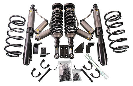 Complete suspension kit for 2010-14 FJ Cruiser with coil springs, shocks, and mounting hardware, 2.5-3 inch lift with BP-51 shocks.