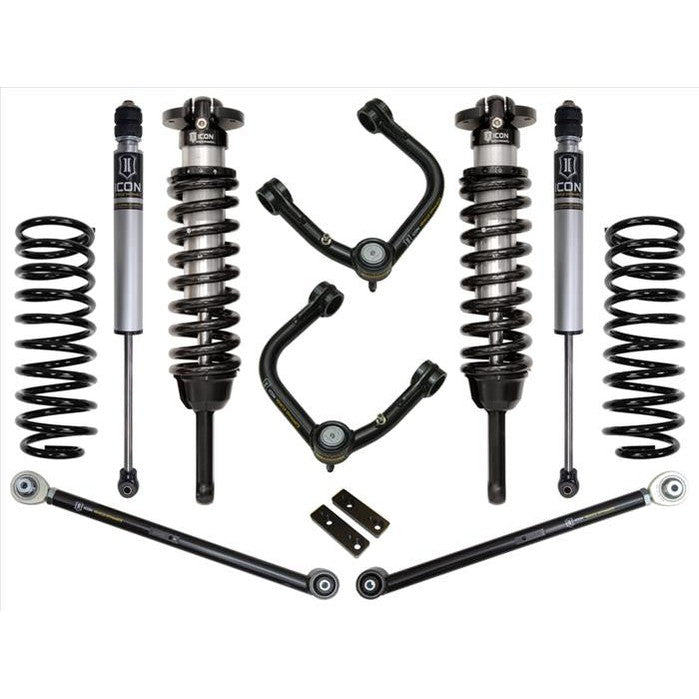 Complete Icon Stage 3 tubular upper control arms and suspension kit for 2003-2009 Toyota 4Runner, shown laid out on white background.