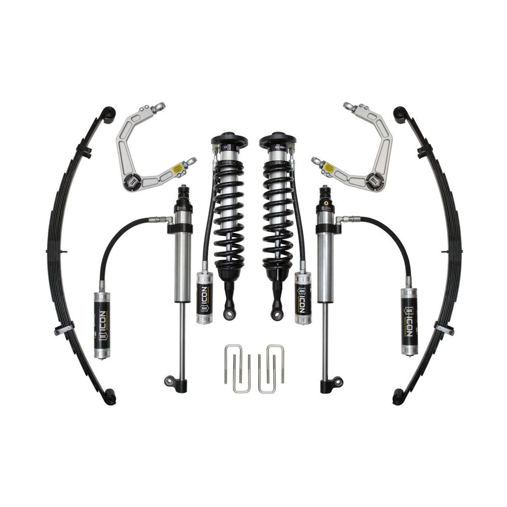 Complete Stage 8 suspension system for 2007+ Toyota Tundra with coilovers, shocks, leaf springs, and control arms.