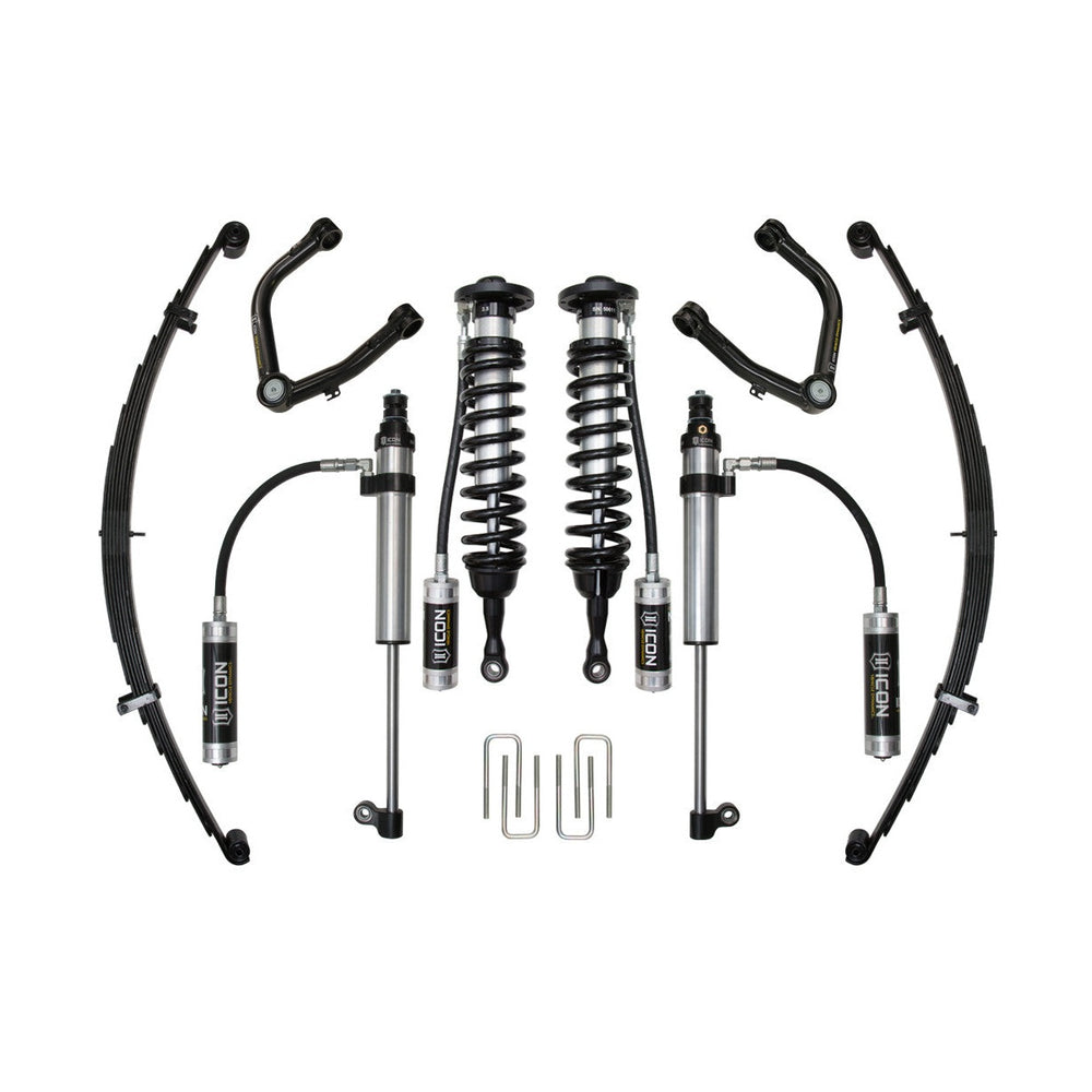 Complete Stage 8 suspension system with tubular upper control arms, coilovers, shocks, leaf springs, and hardware for 2007+ Toyota Tundra.