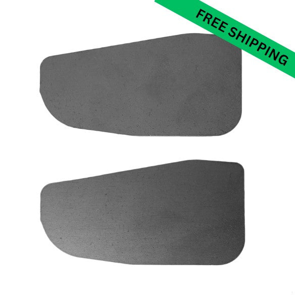 Two flat, rectangular metal body mount chop plates for 2014 Lexus GX460, shown on a white background.