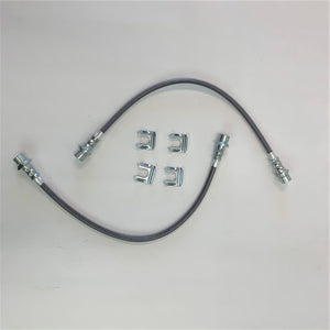 Extended rear brake lines with metal fittings and four mounting clips for Lexus GX470 and GX460 vehicles.