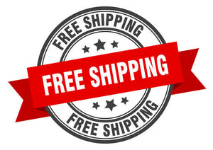 Free shipping badge with red banner and black stars, emphasizing no cost delivery offer.