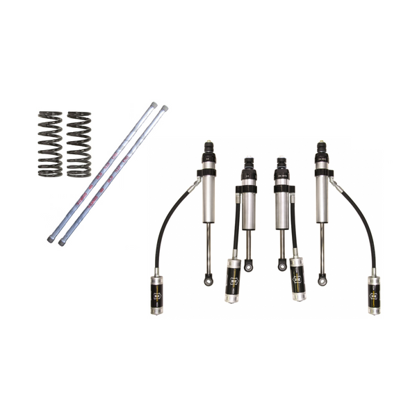 Icon 100 Series medium suspension kit with two coil springs, two front shocks, and two rear remote reservoir shocks.