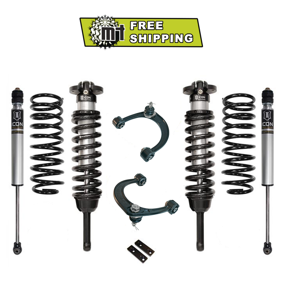 Icon Stage 2 suspension lift kit with coilovers, shocks, control arms, and brackets for 2003-09 4Runner.