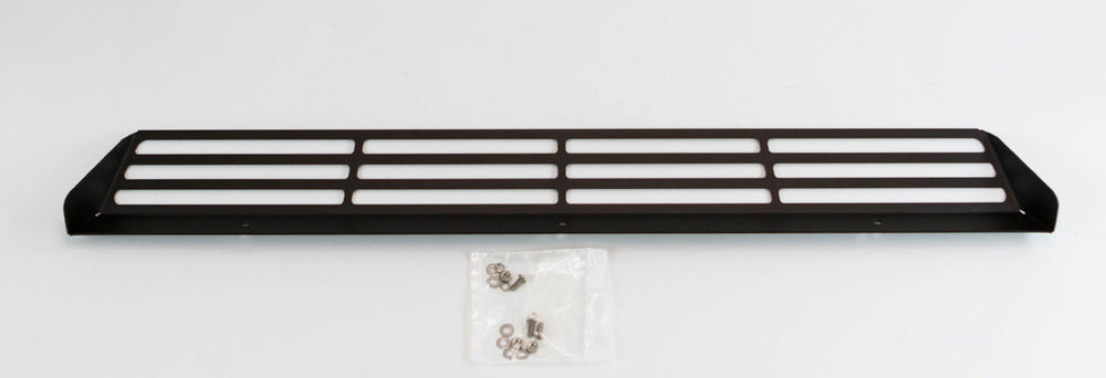 Black metal front bumper grill insert with horizontal slats and mounting hardware for GX470 Goblin.