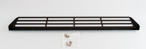 Black metal front bumper grill insert with horizontal slats and mounting hardware for GX470 Goblin.