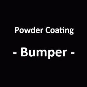 Text image displaying "Powder Coating - Bumper" in white on black background.
