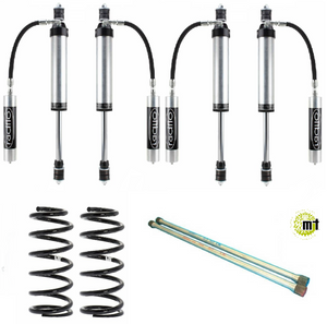 Radflo 100 Series medium Stage 2 shock kit with remote reservoirs, coil springs, and mounting hardware for 2000-2007 models.