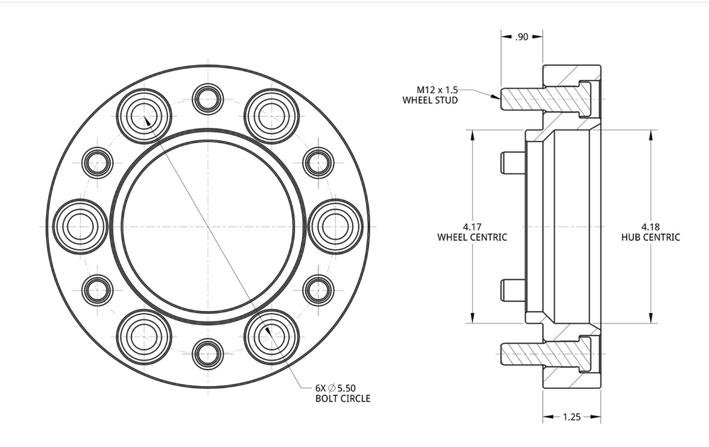 Four blue 1.25-inch Spidertrax hub-centric wheel spacers with bolts, designed for Toyota vehicles, on a metal surface.