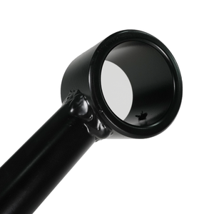 Close-up of black adjustable rear upper link tube end with welded joint for 80 Series Land Cruiser LX450