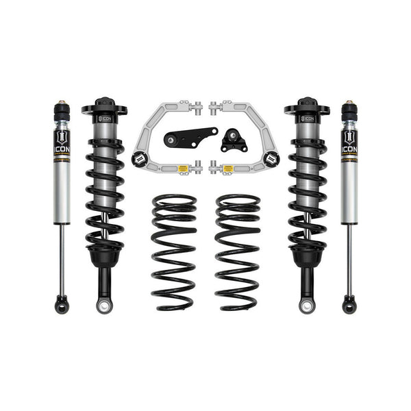 Complete 1.25-3 inch lift Stage 2 suspension system with coilovers, shocks, springs, and billet upper control arms for 2024 Land Cruiser 250.