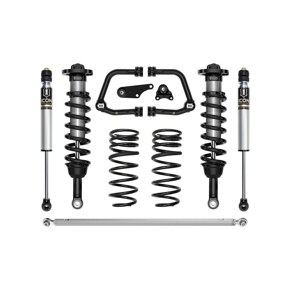Complete Stage 3 suspension system with coilovers, shocks, springs, control arms, and track bar for 2024 Land Cruiser 250 Series.