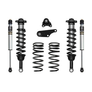 Complete ICON Stage 1 suspension system with shocks, coil springs, and brackets for 2024 Land Cruiser 250 Series.