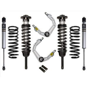 Complete ICON Stage 2 0-3.5 inch suspension system with coilovers, shocks, springs, and billet upper control arms for 2003-2009 Toyota 4Runner.