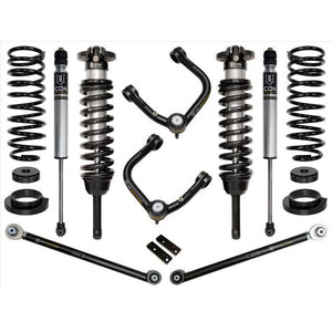 Complete Stage 3 tubular suspension system with shocks, coil springs, control arms, and hardware for 2003-2009 Lexus GX470.