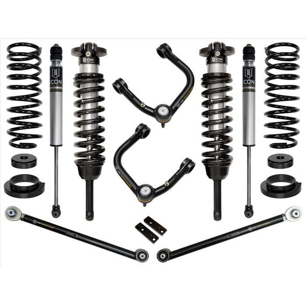 Complete Stage 3 tubular suspension system with shocks, coil springs, control arms, and hardware for 2003-2009 Lexus GX470.