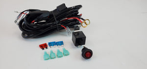 Coiled light harness kit with relay, switch, fuses, and connectors for Toyota and Lexus vehicles.