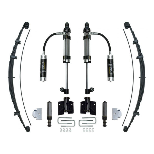 Complete Icon Stage 3 rear suspension system for 2005+ Toyota Tacoma, including shocks, leaf springs, and mounting hardware.