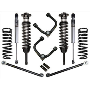 Complete ICON Stage 3 tubular upper control arms and suspension components for 2010+ Toyota 4Runner, laid out on white background.