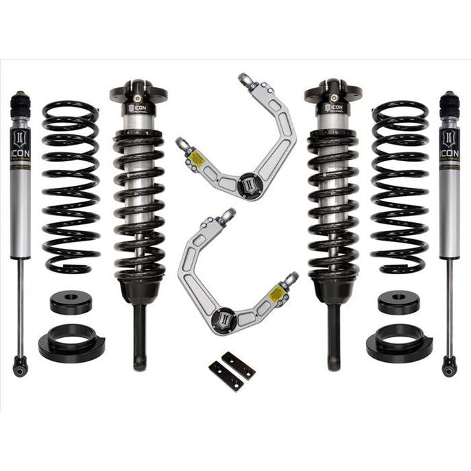 Complete ICON Stage 2 suspension system with coilovers, shocks, springs, and billet upper control arms for 2003-2009 Lexus GX470.