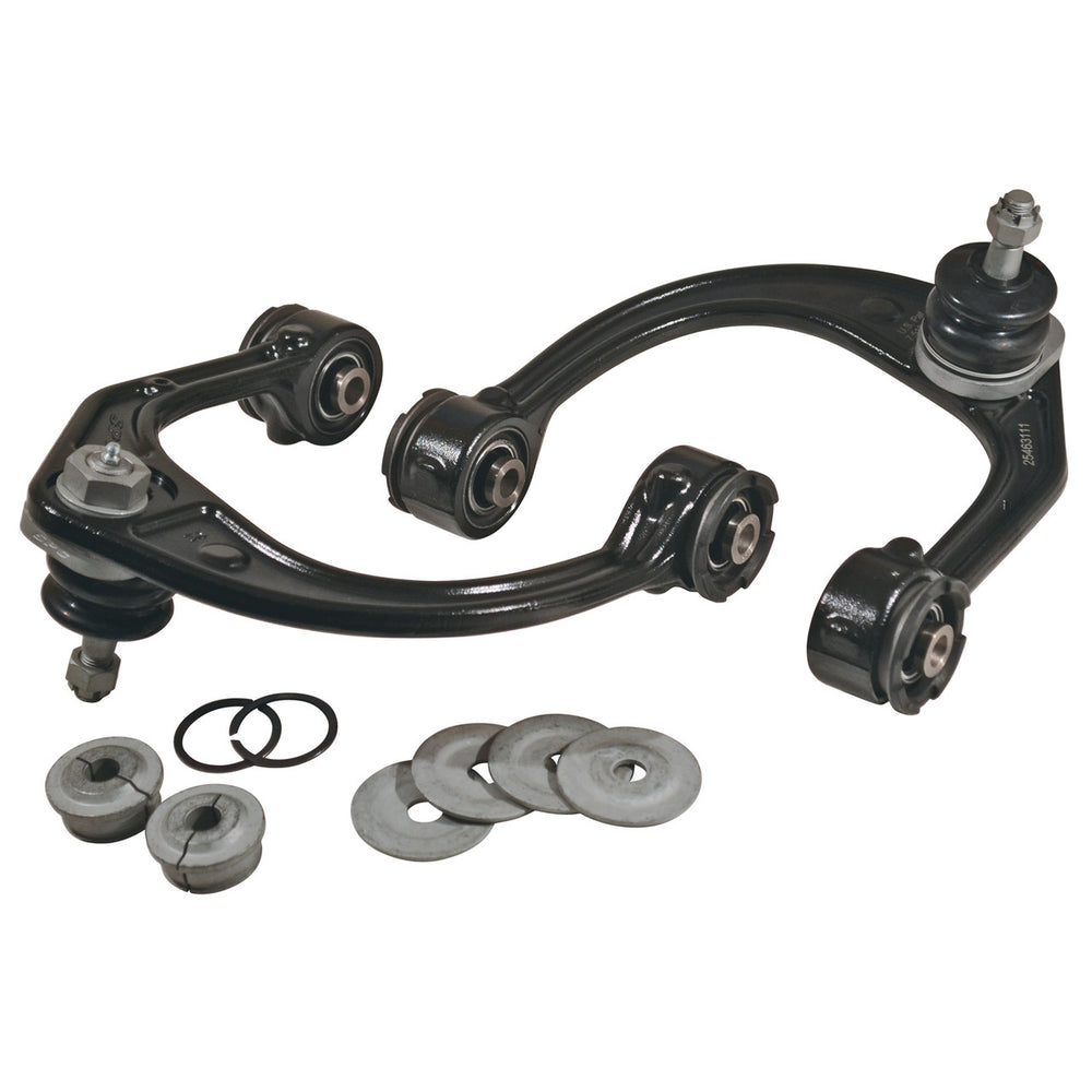 Pair of black SPC upper control arms with bushings, ball joints, and mounting hardware for 1996 Tacoma and 4Runner.