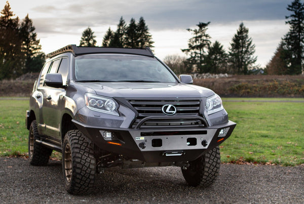 2014-2023 Lexus GX460 with Metal Tech Tiger Shark front bumper installed, shown in outdoor setting.