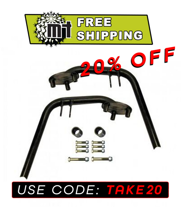 Toyota dual shock hoop kit with mounting brackets and hardware, shown on white background.