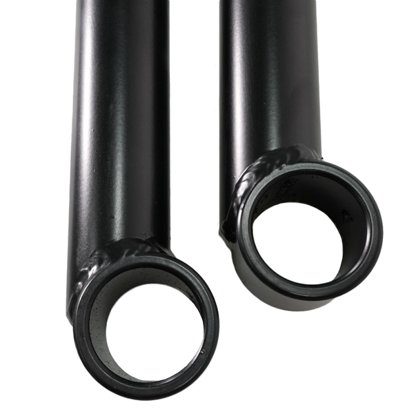 Close-up of black metal rear upper and lower suspension links for FJ Cruiser and 4Runner.