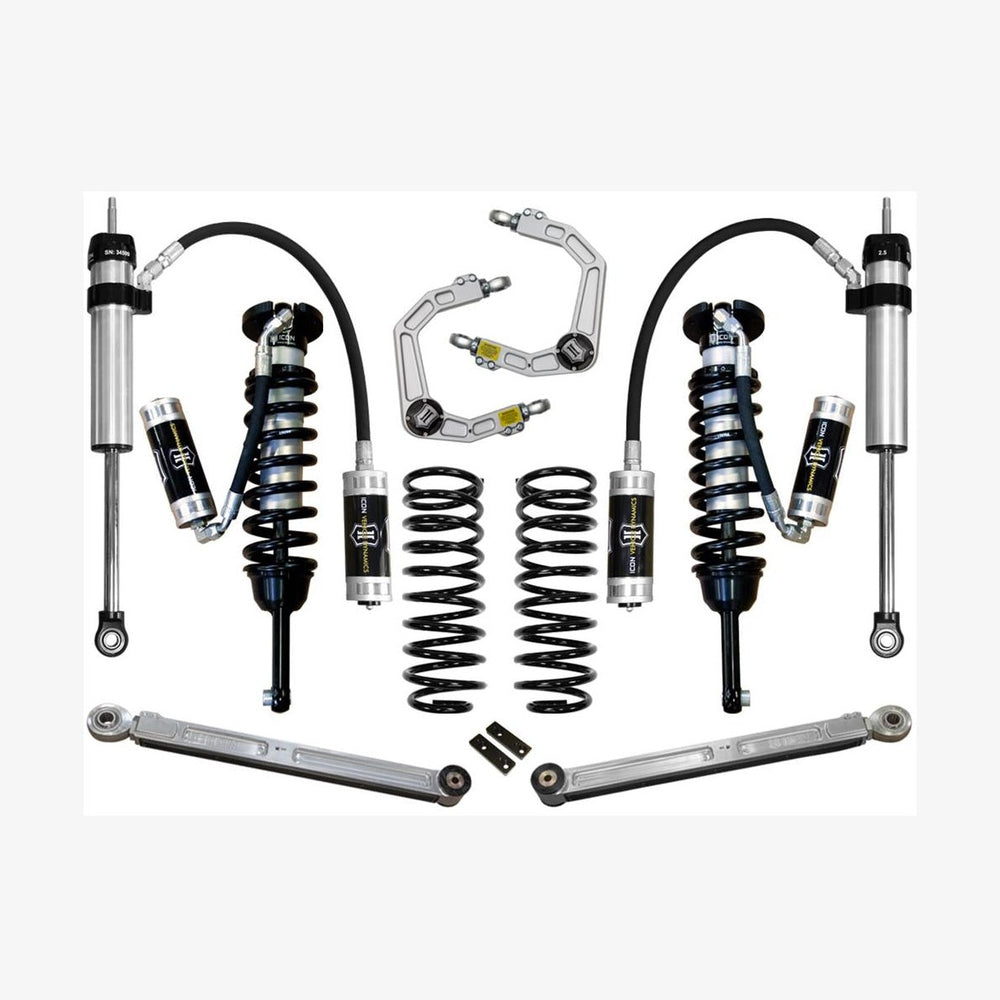 Complete Stage 5 suspension system with coilovers, shocks, springs, control arms, and hardware for 2003-2009 Toyota 4Runner.
