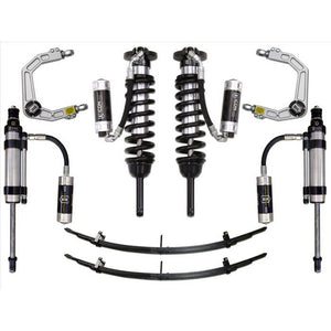 Complete Icon Stage 7 suspension system with coilovers, shocks, leaf springs, and billet upper control arms for 2005-2015 Toyota Tacoma.