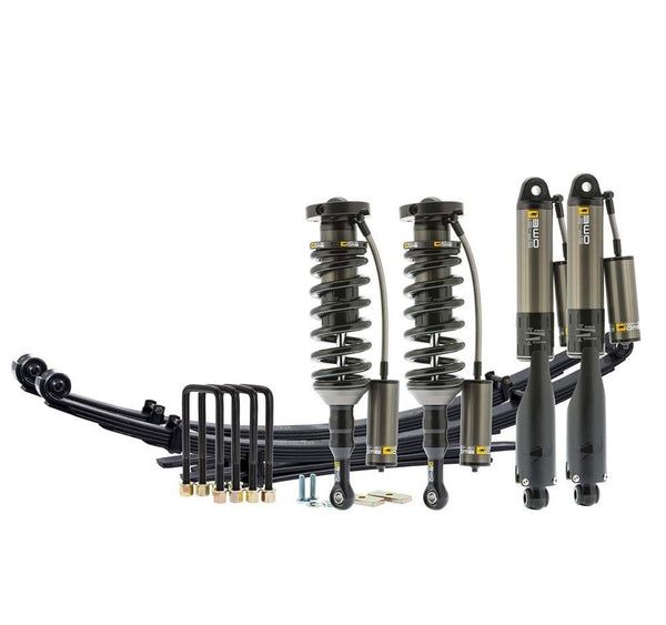 Complete 2-inch lift suspension kit for 2005-up Toyota Tacoma with coilovers, shocks, leaf springs, and hardware.