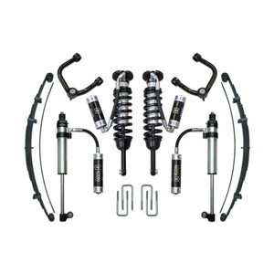 Complete Icon Stage 8 tubular suspension system with shocks, springs, leaf springs, and control arms for 2016+ Toyota Tacoma.