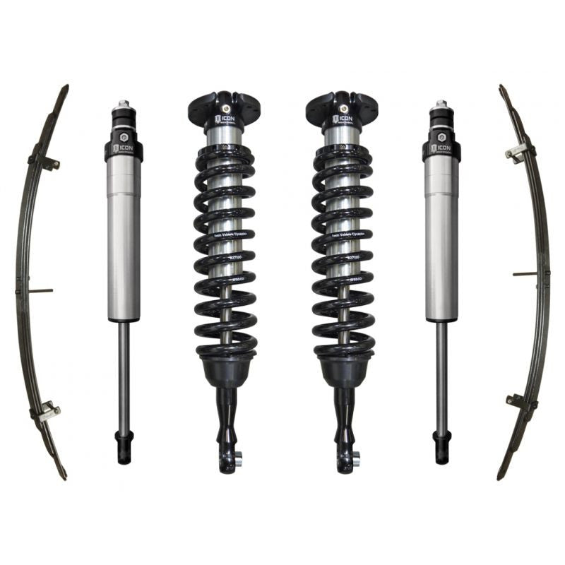 Complete Icon Stage 3 suspension system for 2007+ Toyota Tundra, including shocks, coilovers, and leaf springs.