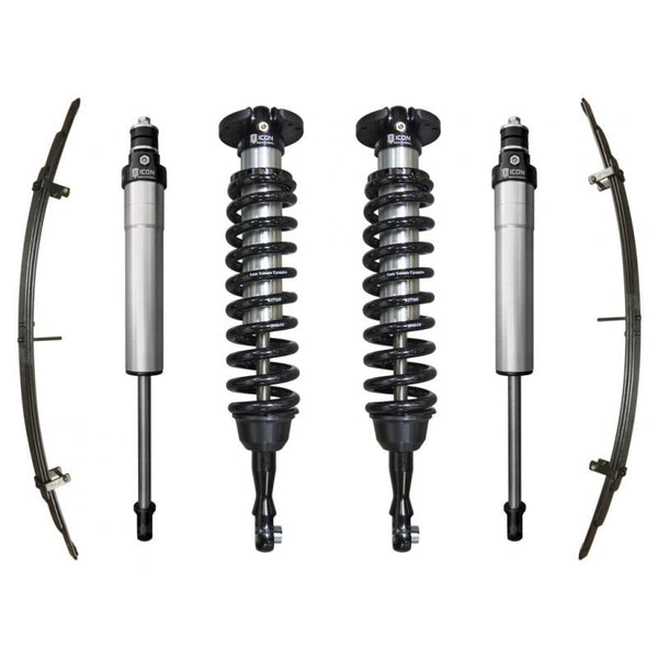 Complete Icon Stage 3 suspension system for 2007+ Toyota Tundra, including shocks, coilovers, and leaf springs.
