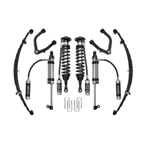 Complete Icon Stage 10 suspension system with tubular upper control arms and remote reservoir shocks for 2007+ Toyota Tundra.