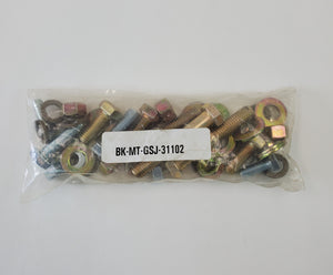 Clear plastic bag containing assorted bolts, nuts, and washers for FJ Cruiser Metal Tech tube bumper winch mount.