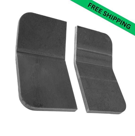 Two black metal body mount chop kit pieces for Lexus GX470, shown on white background.