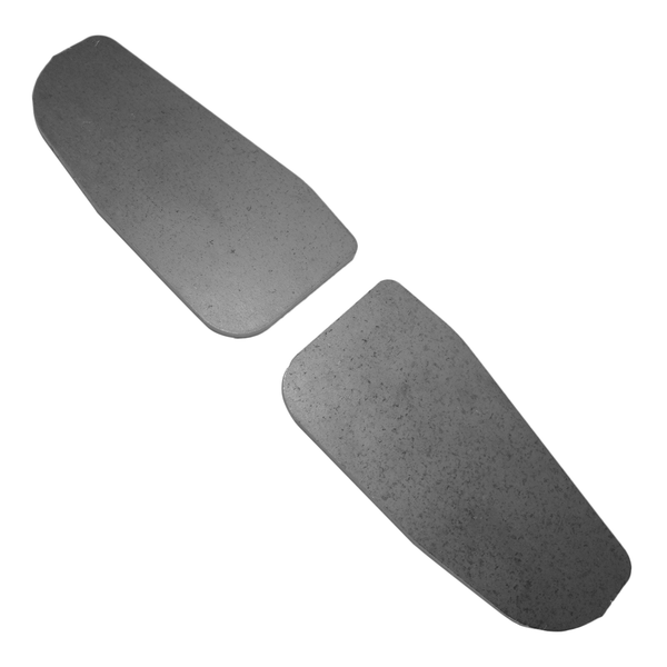 Two flat, rectangular metal plates with rounded edges for 2014 4Runner body mount chop kit installation.
