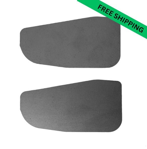 Two flat metal plates for 2014 4Runner body mount chop kit, shown on white background.
